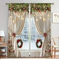thumbnail image 4 of Upgraded Christmas Rod-Through Champagne Tied Christmas Ball Wreath Outdoor Printed Decorative Curtains J, 4 of 4