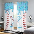 thumbnail image 2 of Manfei Sport Baseball Blackout Curtains, Ice Cream Drip Monogrammed XCurtains Pack of 2 (42x84 Each), Light Blue X, 2 of 5