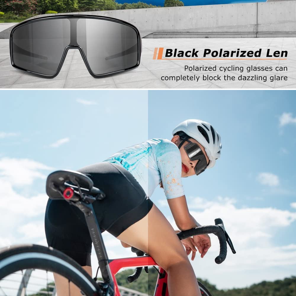 Polarized Cycling Sunglasses with 4 Lenses. UV400 Sports