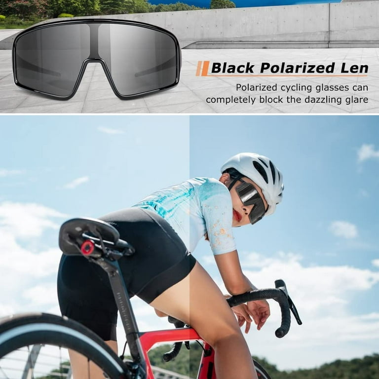Polarized Cycling Sunglasses with 4 Lenses. UV400 Sports Sunglasses.  Cycling Glasses for Men Women Biking. Baseball