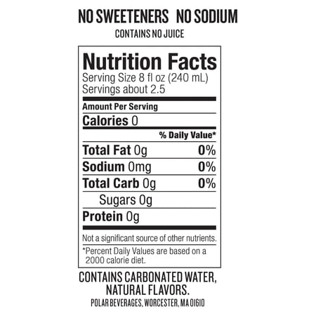 POLAR BEVERAGES POLAR ZERO CALORIE LEMON SPARKLING SELTZER WATER, 20 FL OZ, BOTTLE