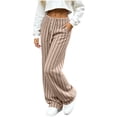 thumbnail image 3 of Lolmot Wide Leg Lounge Pants Women Fashion Ribbed Knit Loose Fit Sweat Pants with Drawstring Stretch Autumn Pajama Pants, 3 of 9