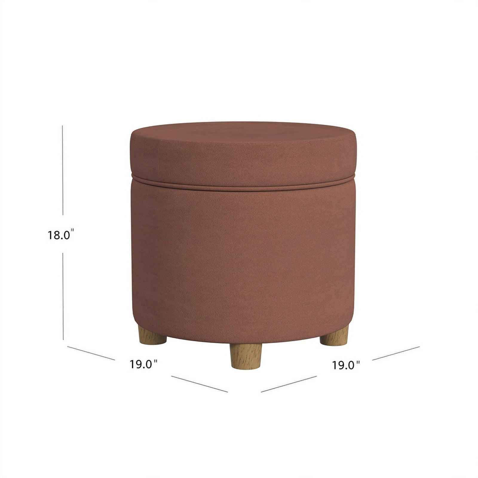 HomePop Round Storage Ottoman, Spice Velvet