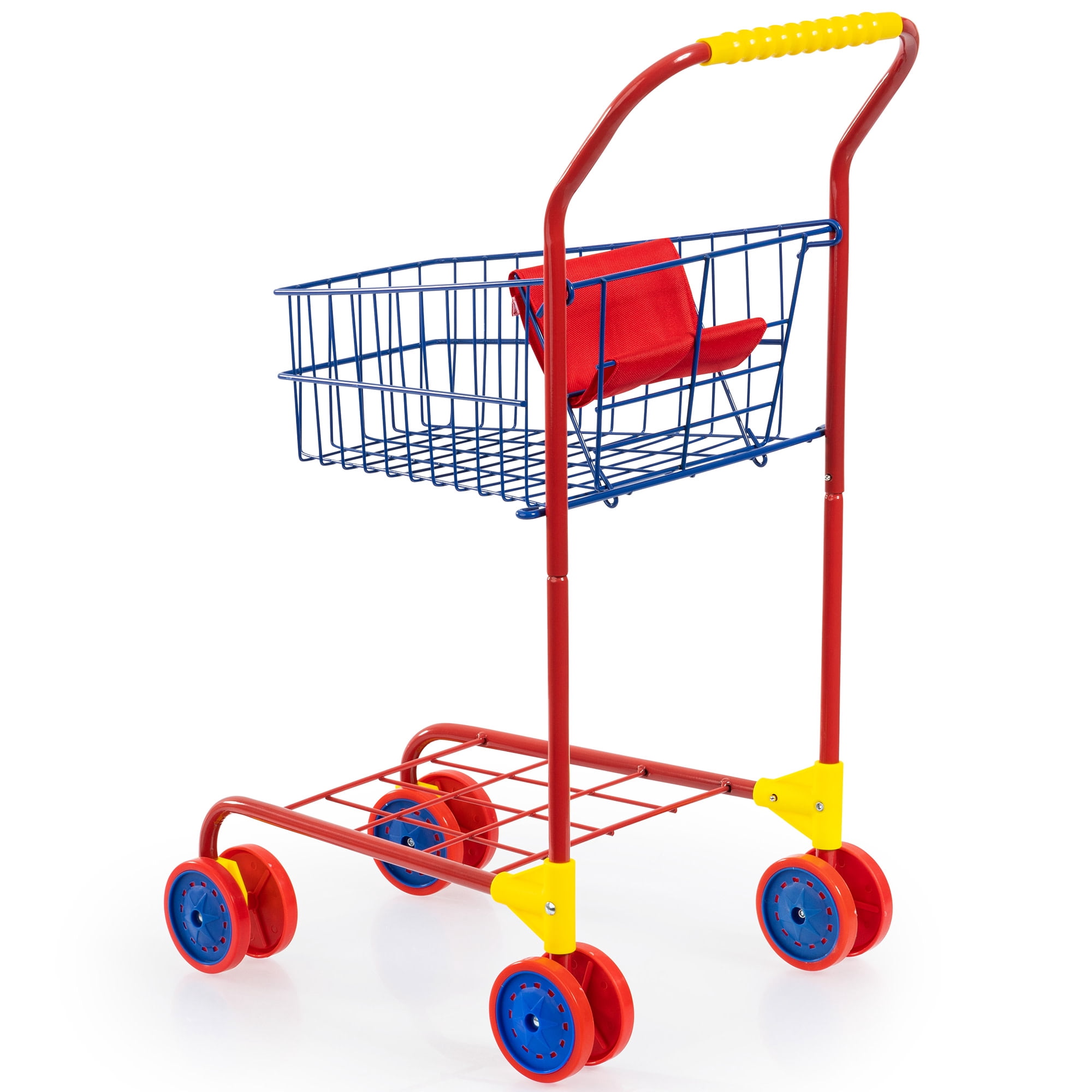 Bayer Design: Shopping Cart - Red & Blue - Grocery Pretend Play Toy, Spacious Basket Holds Toys & Dolls, Lightweight, Dual Wheels, Toddler-Kids 18mo+