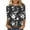 #144 Multicolor, variant on Women’s Patterned Top, Three-Quarter Sleeve, Round Neck Blouse with Brown and Gray Baroque Style Design