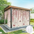 thumbnail image 4 of 1 Panel Outdoor Curtains for Patio Waterproof 54"x95" Butterfly Flower Weatherproof Privacy Outsides Curtains, Farmhouse Country Pink Floral on Linen Grommet Thermal Drapes for Cabana Porch Pergola, 4 of 8
