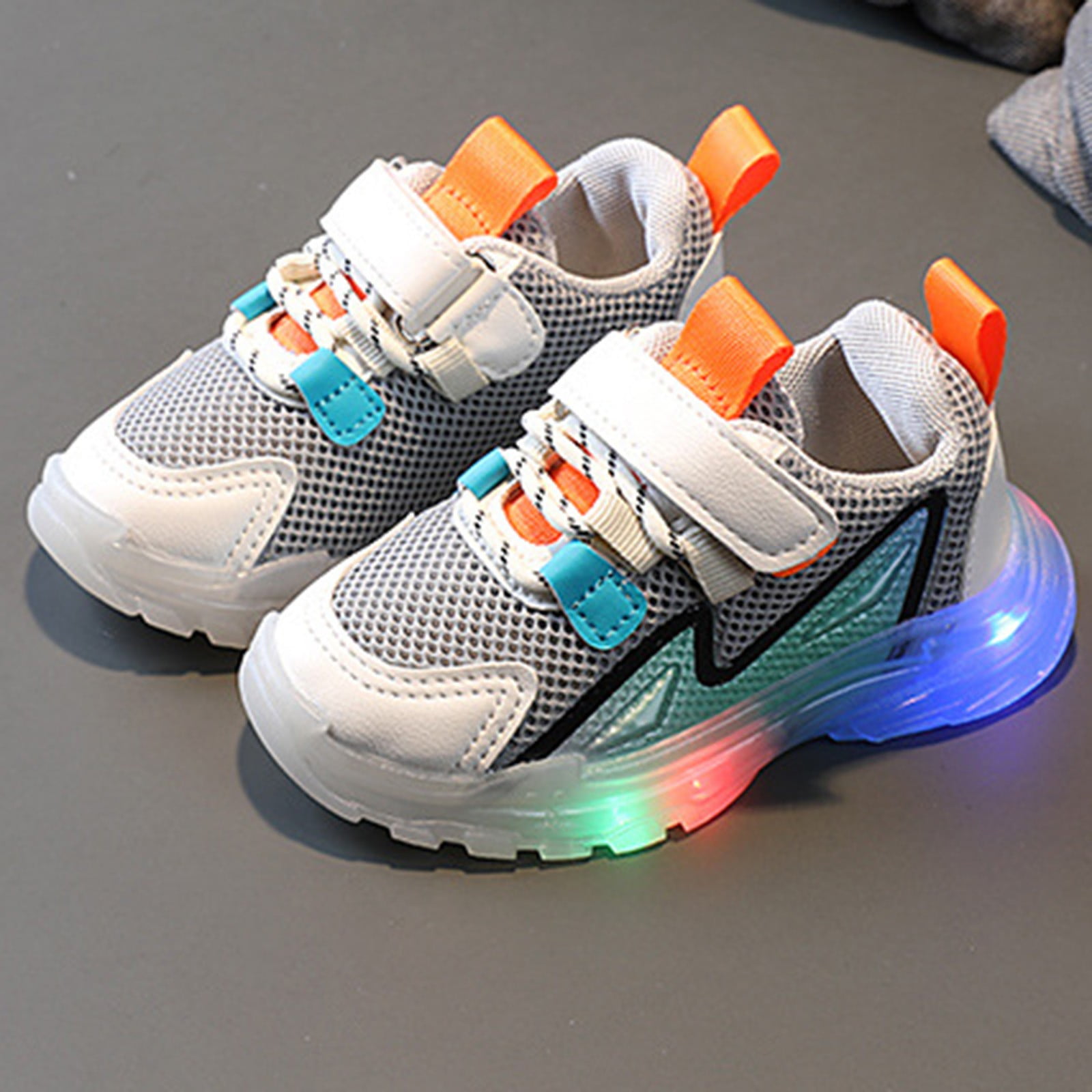 CAICJ98 Toddler Shoes Fashion Light On LED Baby Shoes Casual Children Shoes Multiple Colors Soft Sole Kids Sport Toddler Girls Size 8 Shoes Grey