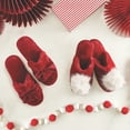 thumbnail image 3 of Women's Plush and Cozy Slide House Slippers, Warm Luxury, Burgundy/Burgundy Velvet Bow, 3 of 4