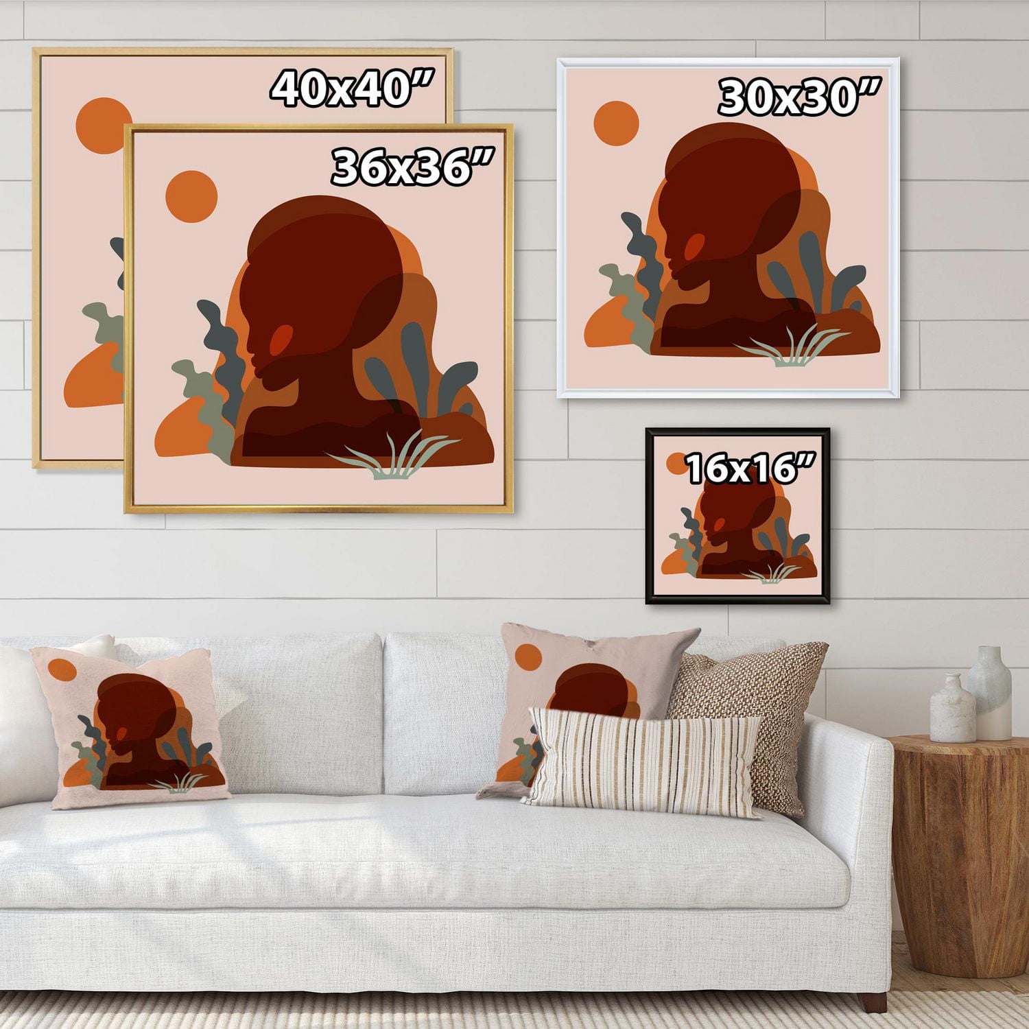 Designart Minimal Silhouette Of Afro American Woman FLOAT FRAME WALL ART