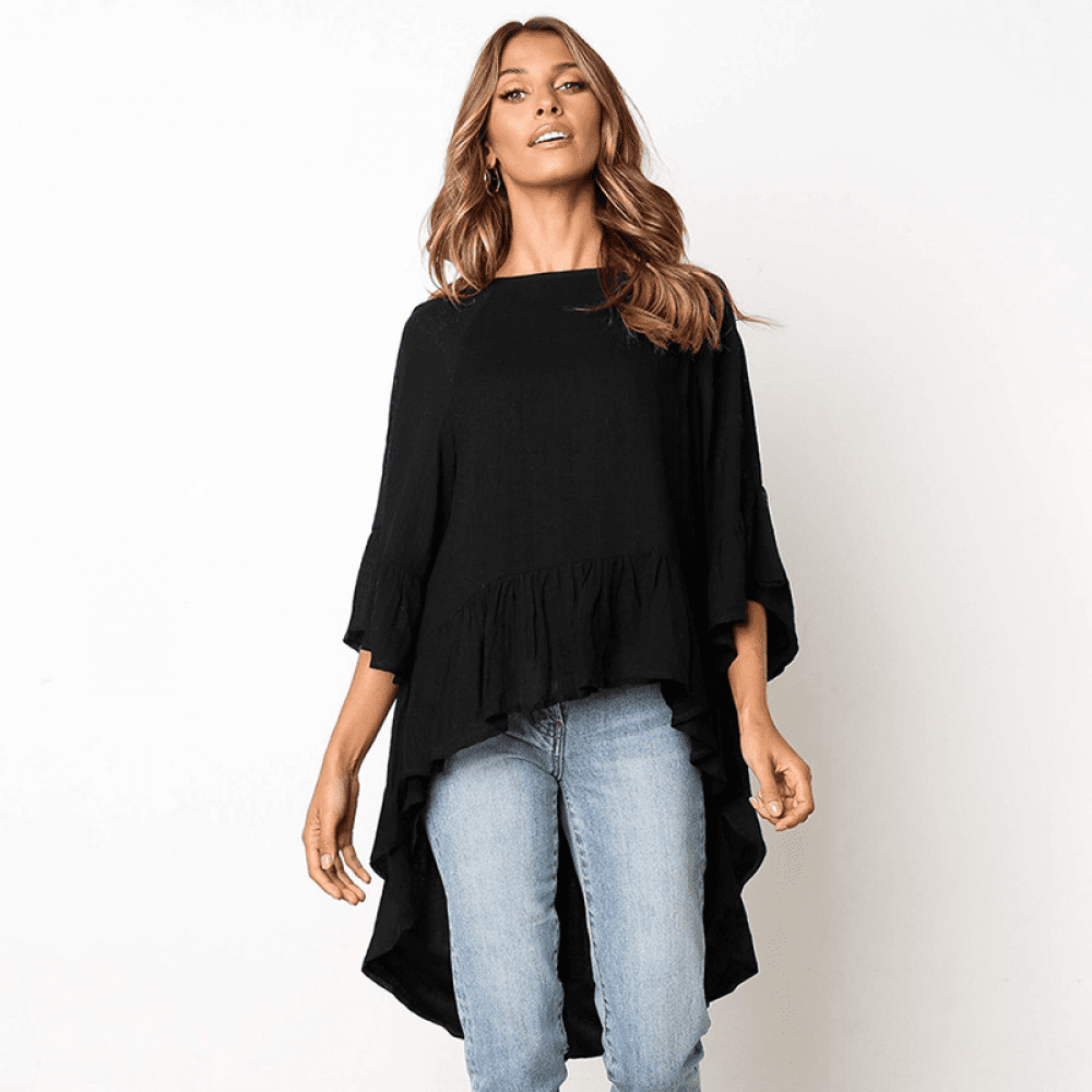 Lannger Womens Solid Color Long Sleeve 