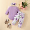 thumbnail image 4 of Hpgjzj Infant Baby Girls Newborn Daddy's Girl Mommy's World 3Pcs Fall Outfits Long Sleeve Lace Ruffle Romper sets, 4 of 7