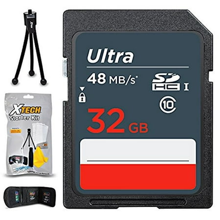 32GB SD Memory Card (High-Speed) + Xtech Starter Kit for Nikon DSLR Cameras including Nikon D850 D750 D500 D810 D3400 D3300 D5600 D5500 D7500 D7200 D7100 D7000 D800 D610 D600 D80 D90 D5 D3200