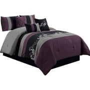 Chezmoi Collection Napa 7-Piece Luxury Leaves Scroll Embroidery Comforter Set