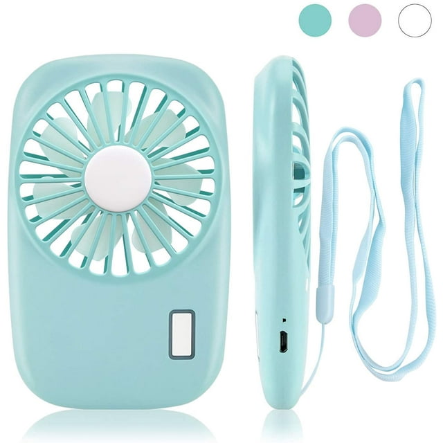 Pequeño ventilador portátil recargable, mini ventilador de velocidad ajustable, ventilador USB de mano personal para exteriores, habitación, ventilador de mano para camping, oficina, viajes Ormromra LRWJ546-1