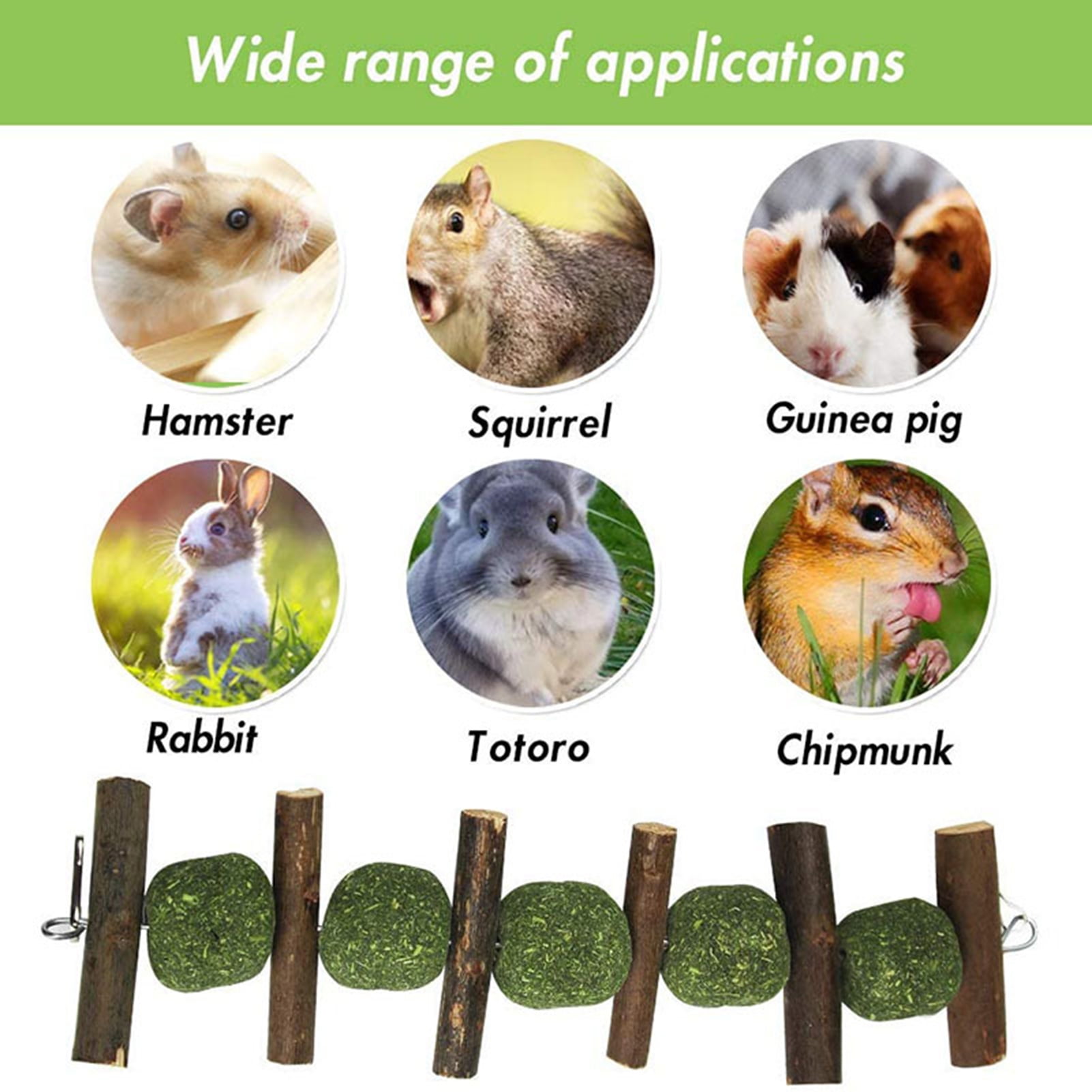 DOPI 6Pcs/Set Hamster Toy Attractive Healthy Wood Grinding Teeth Molar Skewers Toy for Small Animals