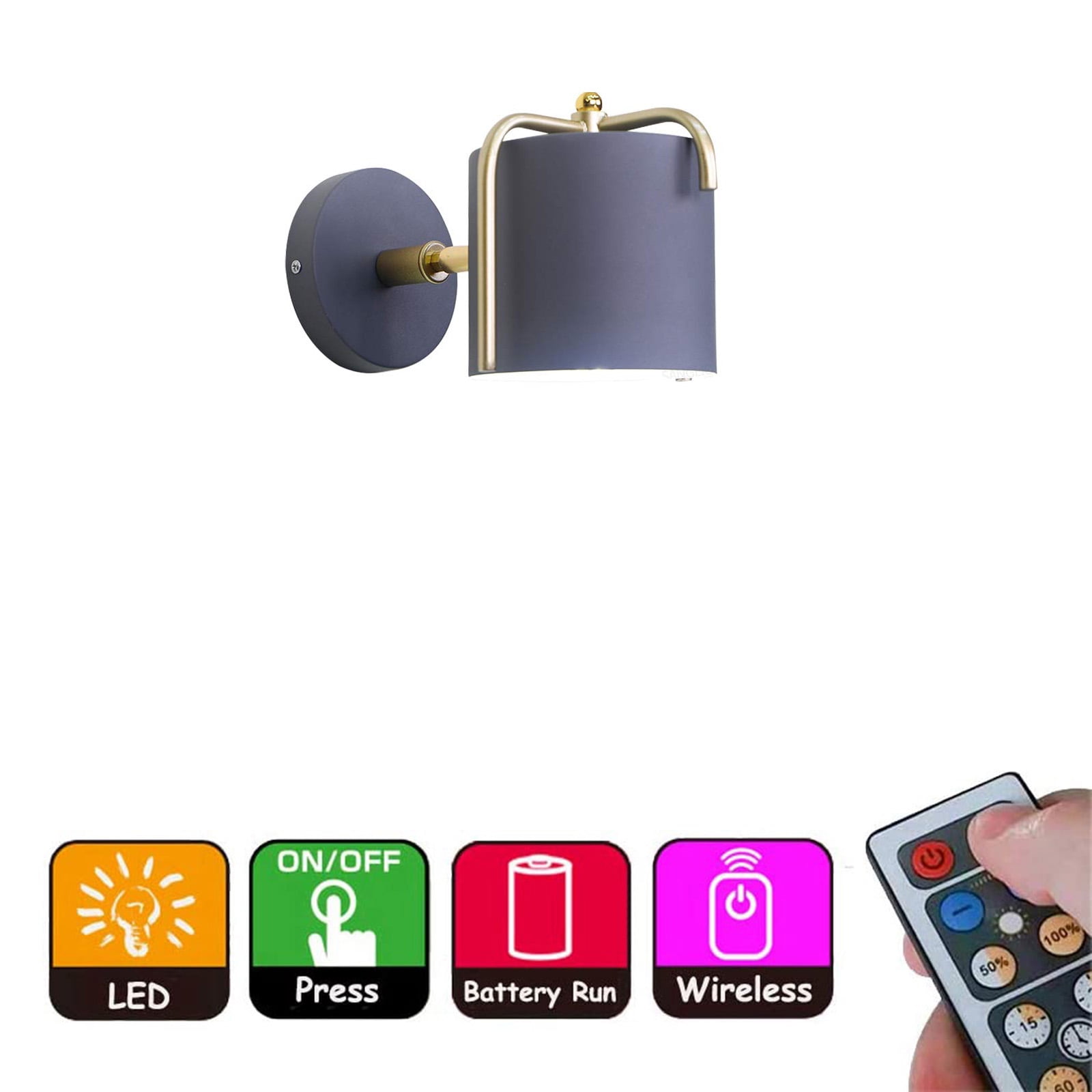 FSLiving Battery Operated wall Sconces 55 Lumens LED Remote Control Dimmable Timing Cordless