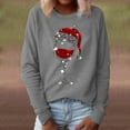 thumbnail image 2 of Women Christmas Outfit Women's Casual Long Sleeve Print Sweater Top with Crew Neck for Everyday Comfort and Style Gray 3XL, 2 of 6