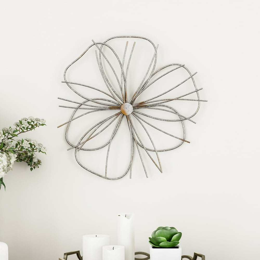 Wall Decor – Metallic Wire Flower Contemporary Hanging Accent Art by ...