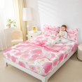 thumbnail image 3 of Manfei Pink Rose Floral Bow Queen Sheet Sets For Girl,Watercolor Bloom Flowers Bed Set,4pcs, 3 of 6