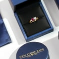 thumbnail image 6 of Gem Stone King 18K Yellow Gold Plated Silver Fashion Right-Hand Ring Heart Shape Red Created Ruby and Moissanite (1.02 Cttw, Size 7), 6 of 6