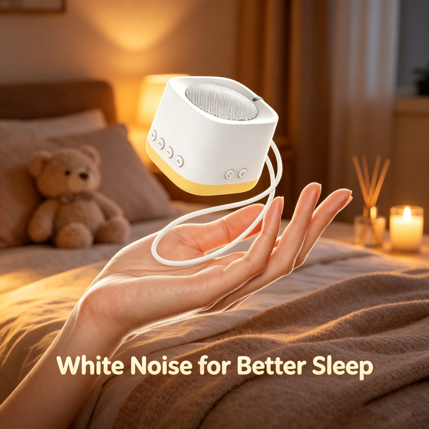 HRWOKI Portable White Noise Machine for Babies & Adults, 16 Soothing Sounds, Mini Sound Machine for Sleep with Night Light, Rechargeable, Timer, for Home, Travel