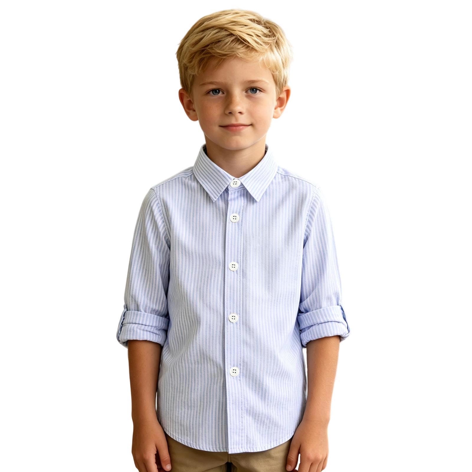 Bainana Long Sleeve Shirts For Boys Striped Print Relaxed Fit Button Tops Big Kids Back To School Shirts