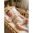 thumbnail image 6 of BemeyourBBs Preemie Baby Girl Summer Clothes Baby Girl Newborn Hospital Going Home Outfits Waffled Romper I'm New Here Letter Bow Embroidery Short Sleeve Jumpsuit and Headband Set, 6 of 9