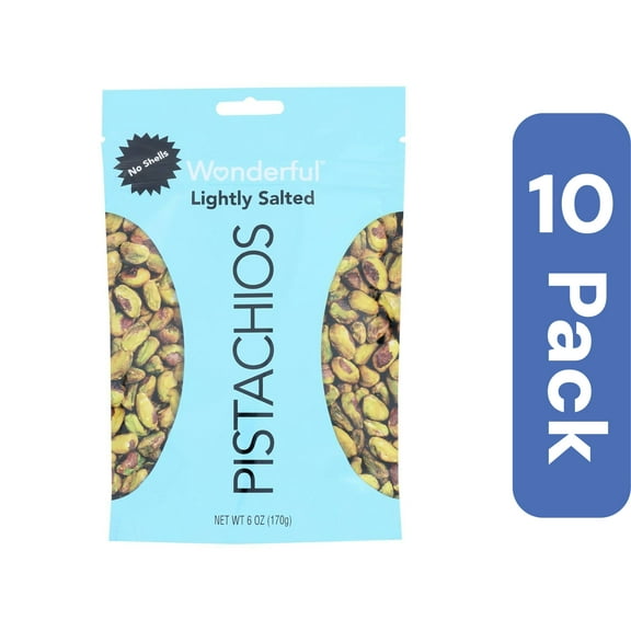 Wonderful Pistachios No Shells Roasted & Lightly Salted 6 oz (Pack of 10)