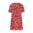 thumbnail image 6 of Xuniizn Womens Summer Dresses Floral Print Scoop Neck Short Sleeve Beach Boho Mini Sundress with Pockets Casual Soft Breathable Trendy Vintage Dress, S-2XL, 6 of 7