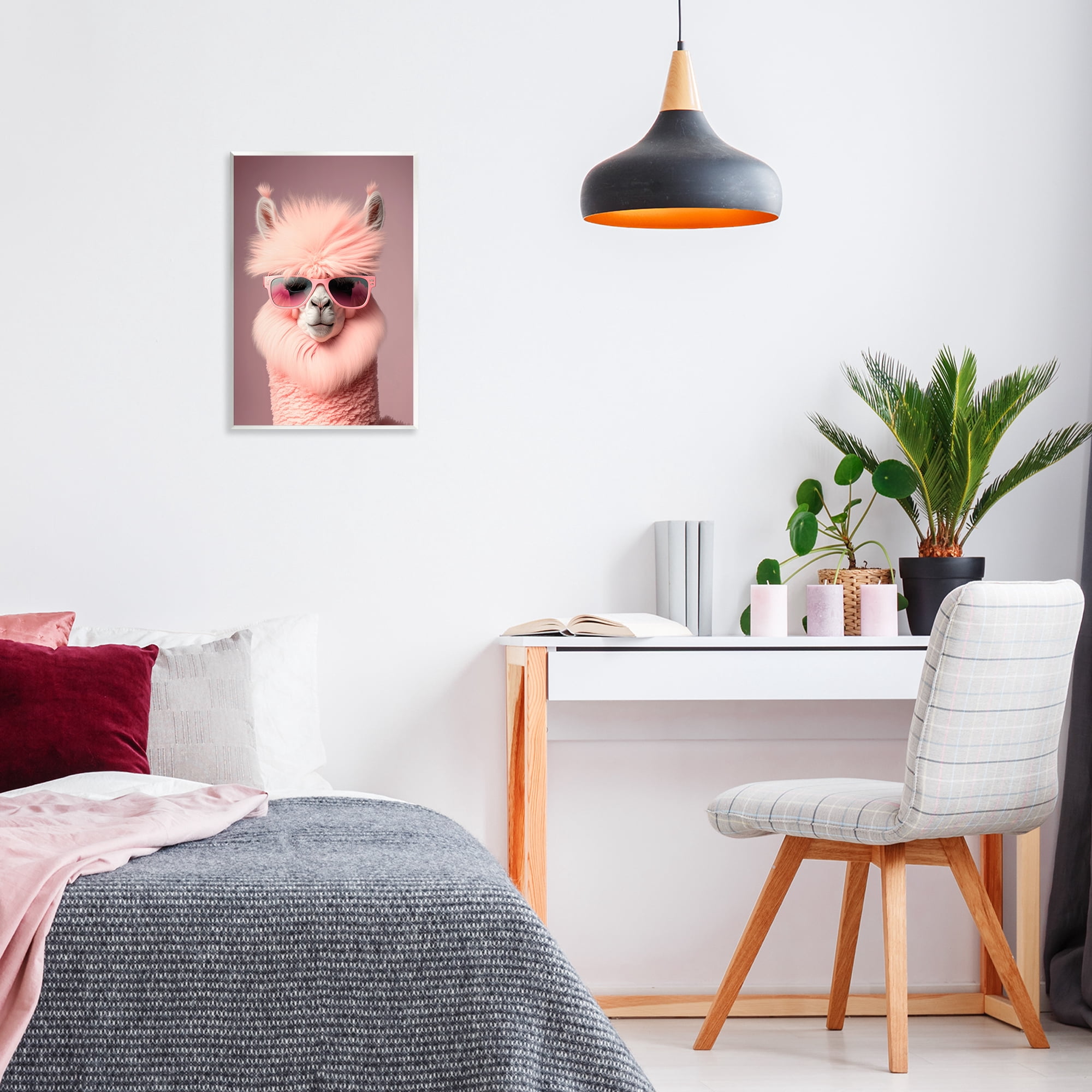 Stupell Industries Fluffy Pink Glam Alpaca Animals & Insects Painting Unframed Art Print Wall Art, 13 x 19