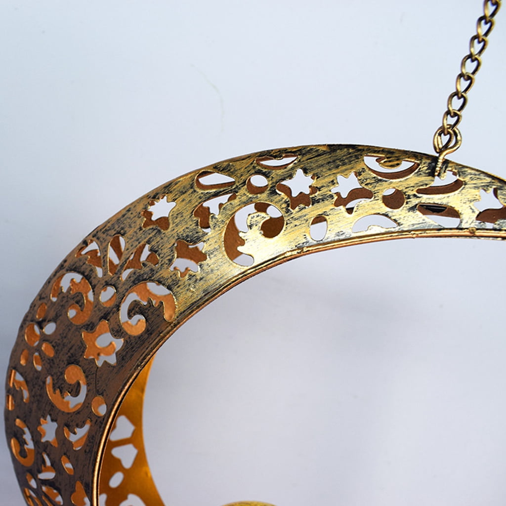 Elegant Solar Wrought Iron Hollow Moon Lamp Wind Chime Metal Multi-tube Hanging
