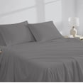 thumbnail image 4 of Color Sense 4-Piece 100% Cotton Percale Bed Sheet Set, Cool & Crisp Bedding, Queen, Dark Gray, 4 of 12