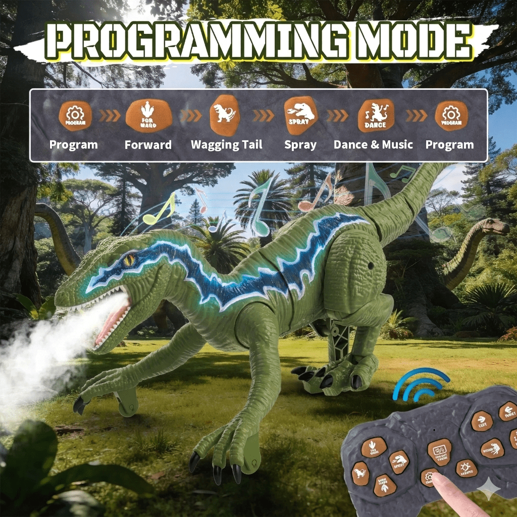 XINGLUKE Remote Control Dinosaur Toys for Kids, Walking Robot RC T-Rex Toys for Boys Girls 3+ Years Old, Green