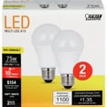 thumbnail image 2 of Feit Electric A1100/827/10KLED/2 75W Equivalent 11.2 Watt Non-Dimmable 1100 Lumen A19 LED Light Bulb 2-Pack, 2 Pack, 2700K Soft White, 2, 2 of 10