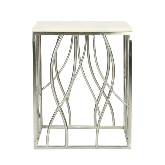 Coffee Tables Kameral Square Marble End Table with Stainless Steel Base,Coffee Tables With Storage