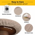 thumbnail image 3 of Elastic Fitted Round Tablecloth, Beige Solid Color Waterproof Stretch Table Cover for 45"-54" Tables, Aesthetics Contemporary Luxury Washable Outdoor Tablecloths for Patio, Picnic, Camping, 3 of 9