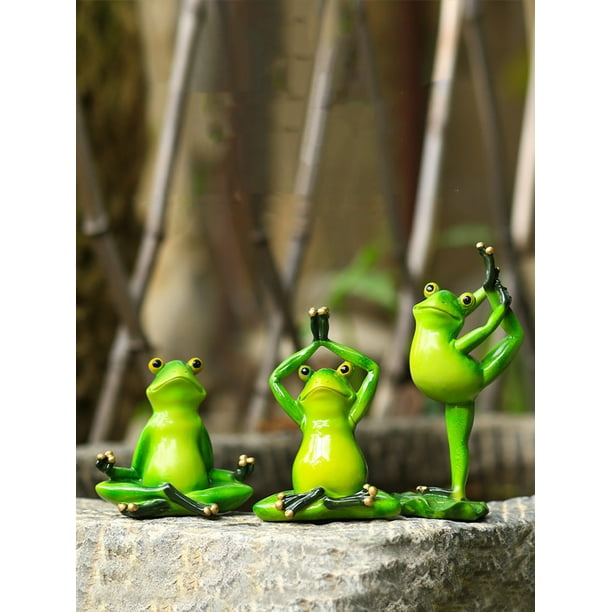 Meditation yoga frog (10.8*6.6*10.2cm) garden garden decoration simulation animal  yoga frog garden landscape outdoor resin ornaments 