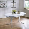 thumbnail image 3 of Bowery Hill Retro Chrome Plated Oval Dining Table in White, 3 of 10