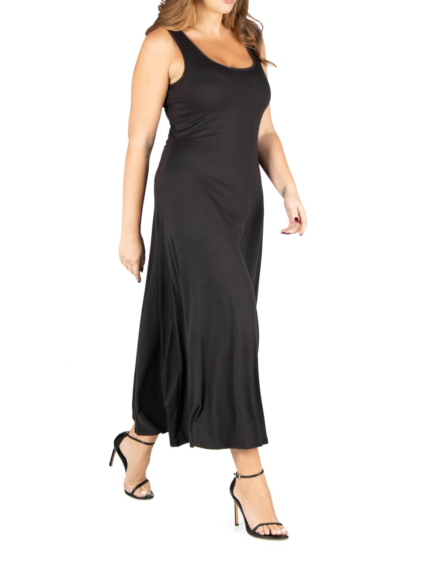 24seven Comfort Apparel Plus Size Simple A Line Tank Maxi Dress