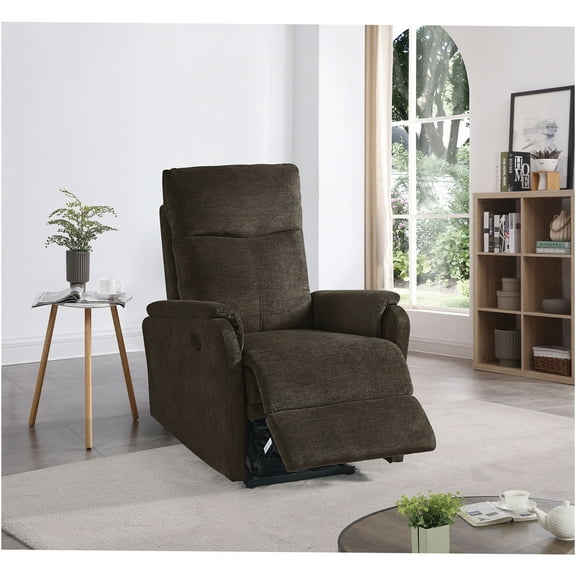 JERFIT Power Recliner Chair with USB Charging, Fabric Single Recliner for Living Room, Dark Brown