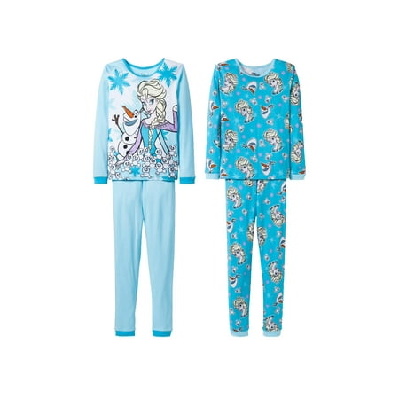 Girls' Frozen Elsa With Olaf 4pc Pajama Set - Blue, Size: 4