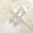 thumbnail image 5 of FJ Infinity Celtic Knot Dangle Drop Earrings Irish Leverback Cubic Zirconia Earrings 925 Sterling Silver Heart April Birthstone Earrings Good Luck Jewelry Gifts for Women, 5 of 8