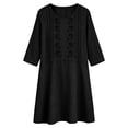 thumbnail image 5 of SETOOFF Women Round Neck 3/4 Sleeve Embroidered Shift Dress Loose A Line Short Dress with Side Pockets Casual Summer Beach Travel Weekend Shopping Outdoor Vacation Daily Outfits, 5 of 6