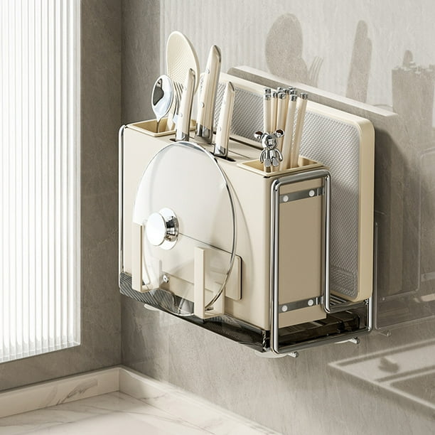 Fiudx Liquidación de ahorros de verano Estante magnético para cuchillos, tabla de cortar, cuchillo de acero inoxidable, picador de cocina, crema, multifuncional, fuerte soporte de carga, fuerte adsor