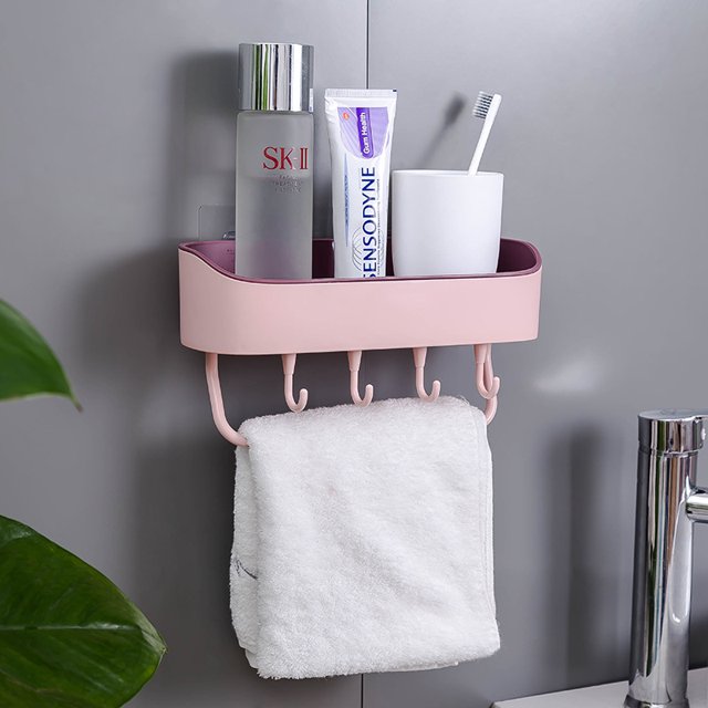 Estantes de baño Estante de almacenamiento multifuncional sin perforaciones para inodoro, estante de tocador montado en la pared para toallas, estantes para fregadero de cocina, 2 piezas (ro
