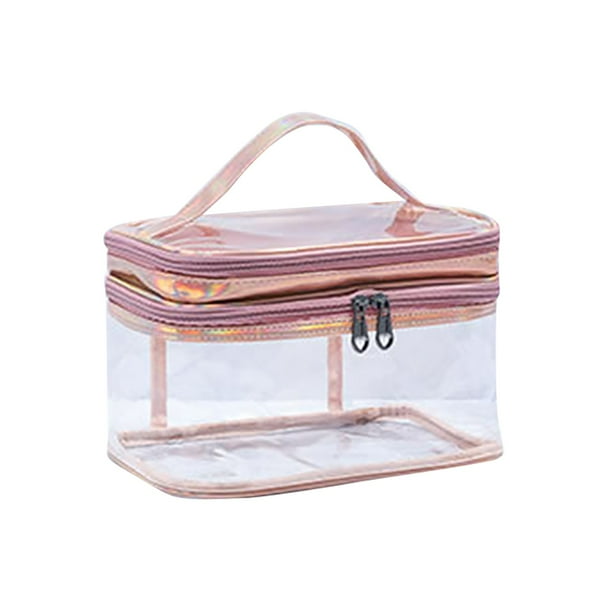Neceser grande transparente: doble capa, material de PVC, transparente/portátil, para organizar artículos de aseo y cosméticos de viaje