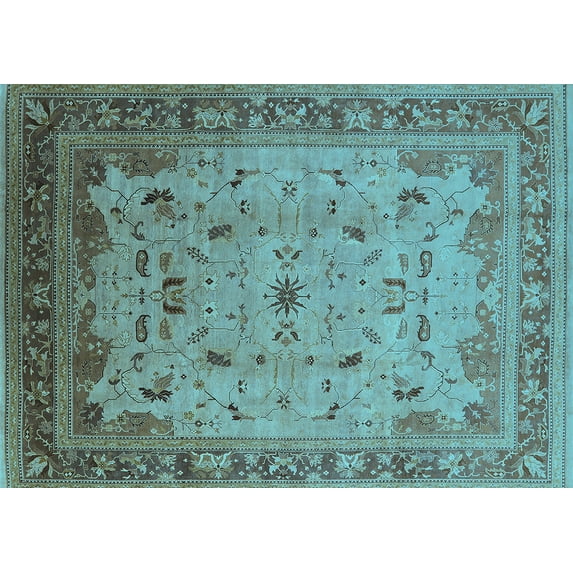 Ahgly Company Indoor Rectangle Oriental Light Blue Traditional Area Rugs, 8' x 12'