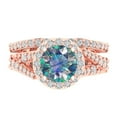 thumbnail image 2 of Clara Pucci 14K Rose Gold Round Cut 1.5Ct Synthetic Blue Moissanite Engagement Ring + Matching Band - Luxury Box Included, 2 of 7