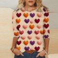thumbnail image 2 of Ltctricy Valentine's Day Shirts for Women Cute Fashion 3/4 Sleeve Crewneck Tops for Gifts Casual Comfy Pullover Blouse, 2 of 5