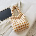 thumbnail image 3 of Bolsa De Hombro Bolsa Bolsos de hombro de felpa para mujer con asa superior esponjoso para otoño e invierno (cuadros beige) Tmvgtek Para Estrenar, 3 of 9